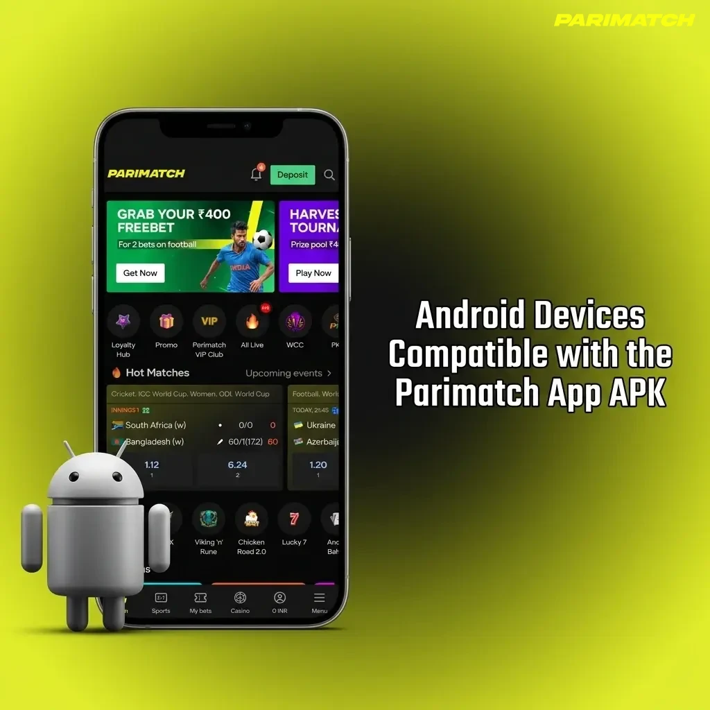 Parimatch App APK compatible Android devices including Samsung, OnePlus, Xiaomi, Google Pixel models for Indian market