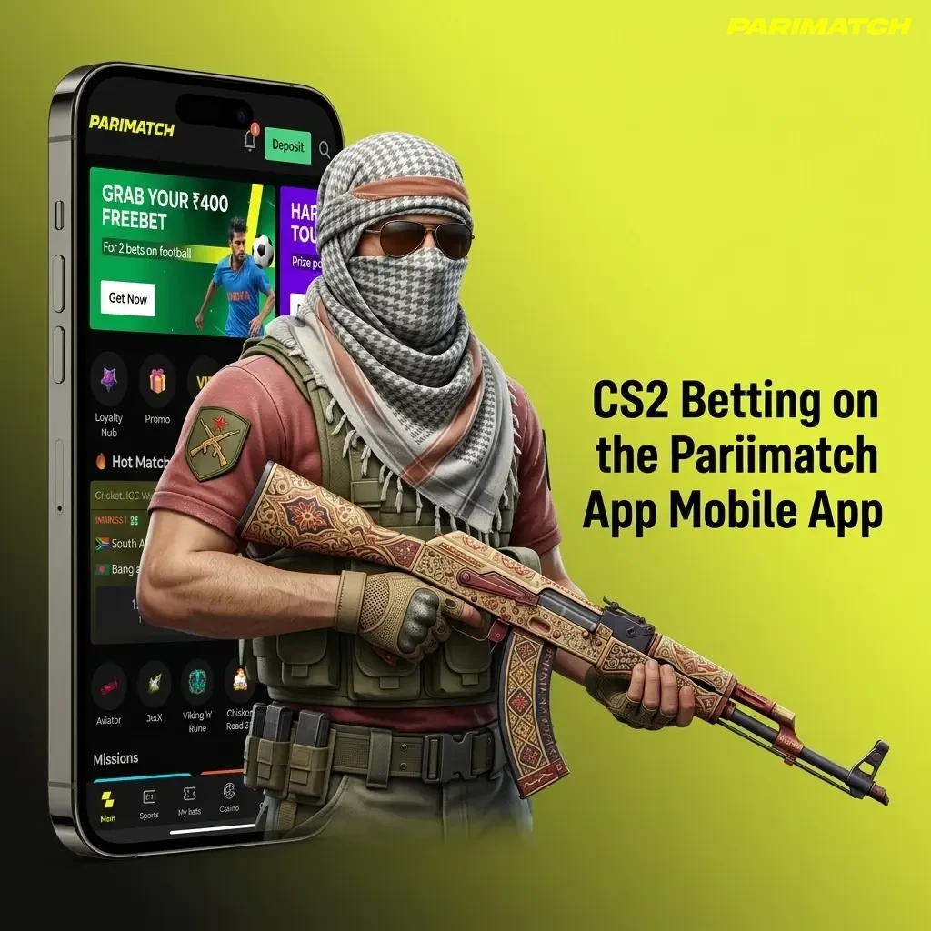 Parimatch App mobile interface showing CS2 betting markets, live odds, and bet slip on a smartphone screen