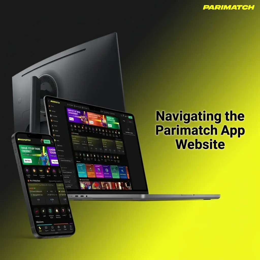 Parimatch app website interface showing top navigation bar with sports, live betting, casino, and account options for Indian players