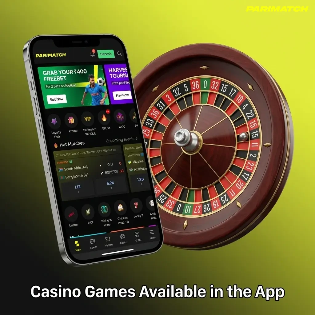 Parimatch app casino games including slots and live dealer titles from Pragmatic Play, Evolution Gaming, and Ezugi