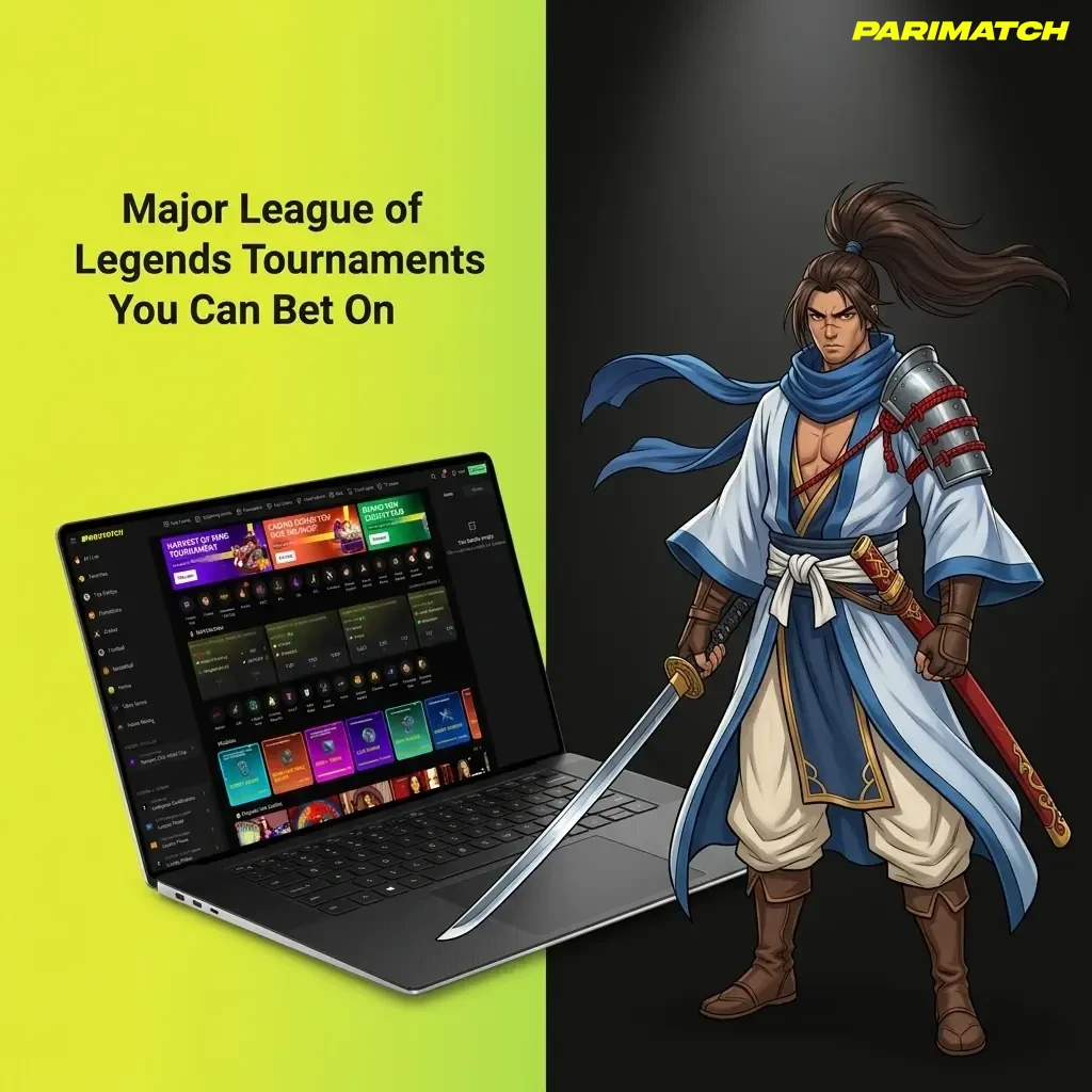 Major League of Legends tournaments including Worlds, MSI, LCK, LPL, and LEC available for betting on Parimatch