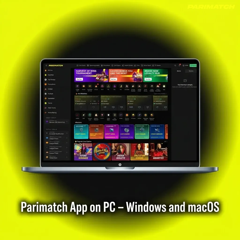 Parimatch betting site accessed via browser on Windows and macOS PC with no desktop app installation required