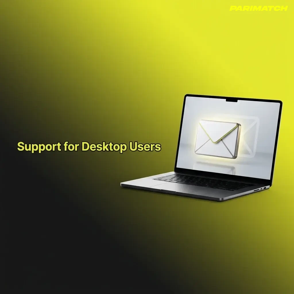 Parimatch desktop app support channels including live chat, email, Telegram, and Help Centre available 24/7