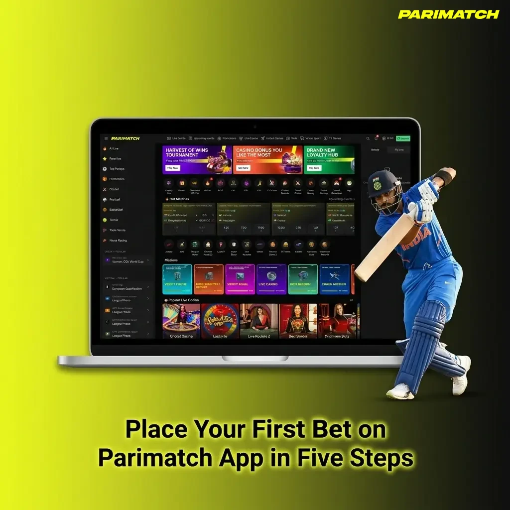 Step-by-step guide to placing your first bet on Parimatch App in five easy steps including deposit and bet confirmation