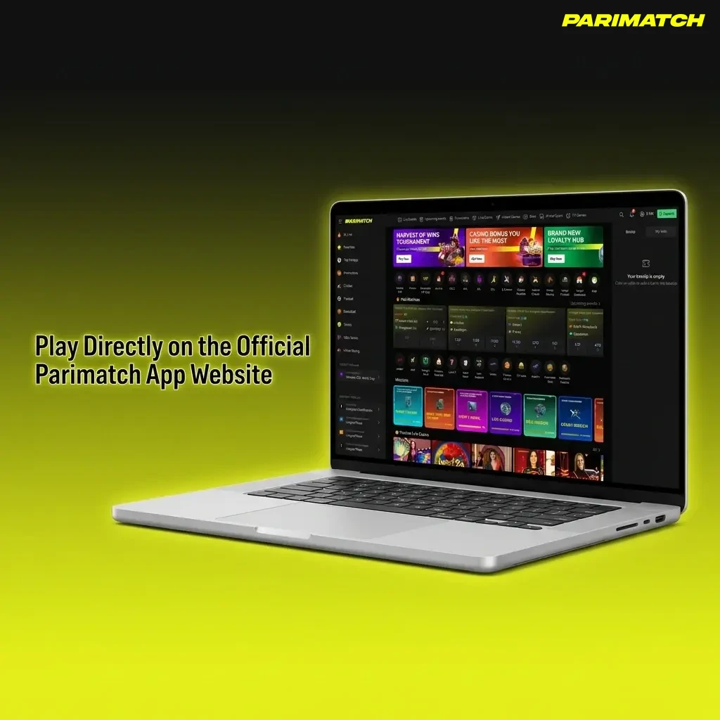 Official Parimatch app website interface for direct browser-based betting and casino games without downloading software