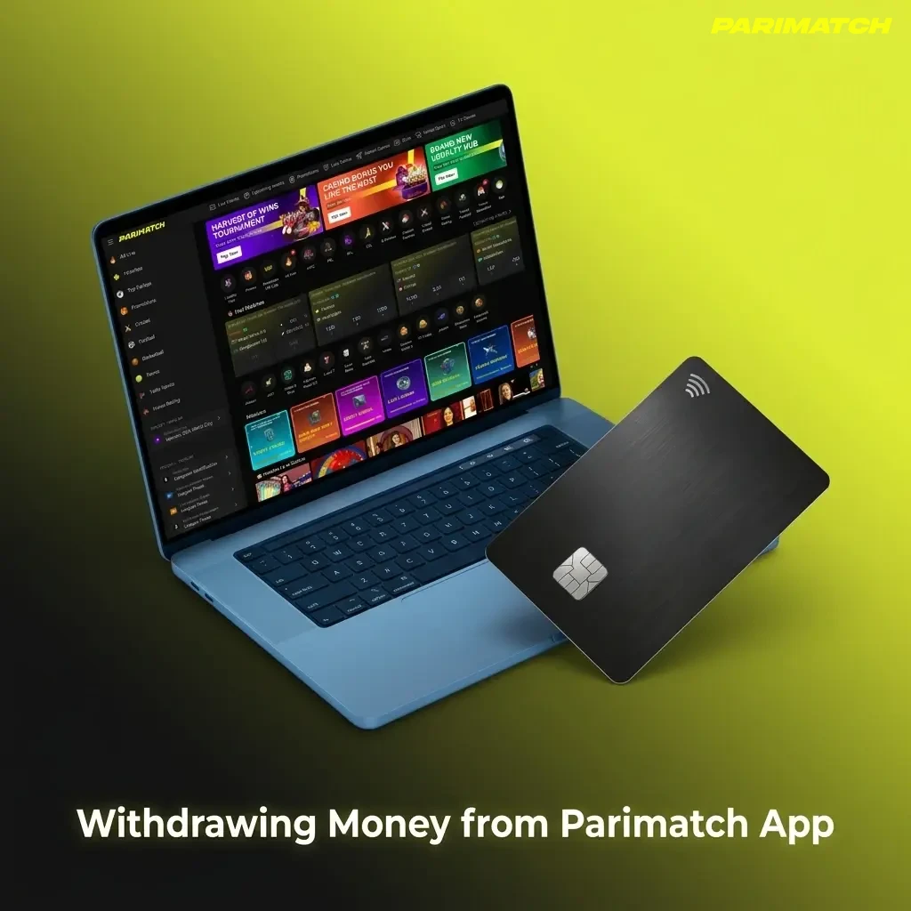 User withdrawing money from Parimatch app via cashier section with step-by-step withdrawal process on screen